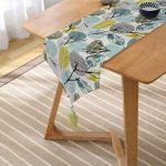 Realhomes Beyaz Zemin Üzerinde Yaprak Desenli Dijital Baskılı Özel Tasarım Püsküllü Şönil Üçgen Runner Realhomes