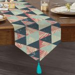 Realhomes Özel Tasarım Dijital Baskılı Modern Püsküllü Şönil Üçgen Runner Realhomes