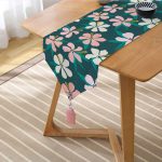 - UcgenRunner-7355-Gorsel2 - Realhomes Realhomes Renkli Zemin Üzerinde Yaprak Motifli Dijital Baskılı Özel Tasarım Püsküllü Şönil Üçgen Runner Realhomes