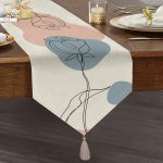 Realhomes Özel Tasarım Dijital Baskılı Modern Püsküllü Şönil Üçgen Runner Realhomes