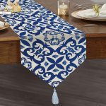 - UcgenRunner-7526-Gorsel1 - Realhomes Realhomes Beyaz Zeminli Çini Desenli Dijital Baskılı Özel Tasarım Püsküllü Şönil Üçgen Runner Realhomes