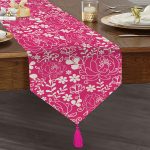 Realhomes Rengarenk Zemin Üzerinde Çiçek Desenli Dijital Baskılı Özel Tasarım Püsküllü Şönil Üçgen Runner Realhomes