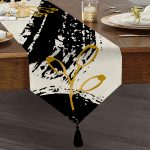 - UcgenRunner-7653-Gorsel1 - Realhomes Realhomes Gold Rengarenk Onedraw Çizimli Çiçek Desenli Dijital Baskılı Özel Tasarım Püsküllü Şönil Üçgen Runner Realhomes