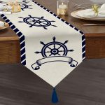 - UcgenRunner-7726-Gorsel1 - Realhomes Realhomes Beyaz Zemin Üzerinde Modern Dümen Desenli Dijital Baskılı Özel Tasarım Püsküllü Şönil Üçgen Runner Realhomes