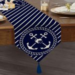 - UcgenRunner-7727-Gorsel1 - Realhomes Realhomes Renkli Zemin Üzerinde Çapa Desenli Dijital Baskılı Özel Tasarım Püsküllü Şönil Üçgen Runner Realhomes