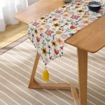 Realhomes Pastel Zemin Üzerinde Çiçek Desenli Dijital Baskılı Özel Tasarım Püsküllü Şönil Üçgen Runner Realhomes