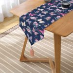 Realhomes Renkli Zemin Üzerinde Kelebek Desenli Dijital Baskılı Özel Tasarım Püsküllü Şönil Üçgen Runner Realhomes