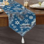 Realhomes Renkli Zemin Üzerinde Kartanesi Desenli Dijital Baskılı Özel Tasarım Püsküllü Şönil Üçgen Runner Realhomes