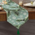 Realhomes Renkli Zemin Üzerinde Kartanesi Desenli Dijital Baskılı Özel Tasarım Püsküllü Şönil Üçgen Runner Realhomes