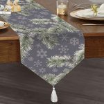 Realhomes Renkli Zemin Üzerinde Kartanesi Desenli Dijital Baskılı Özel Tasarım Püsküllü Şönil Üçgen Runner Realhomes