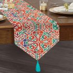 - UcgenRunner-8760-Gorsel1 - Realhomes Realhomes Beyaz Zemin Üzerinde Çini Desenli Dijital Baskılı Özel Tasarım Püsküllü Şönil Üçgen Runner Realhomes