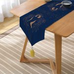 Realhomes Renkli Zemin Üzerinde Bayan Silüeti Dijital Baskılı Özel Tasarım Püsküllü Şönil Üçgen Runner Realhomes