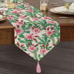 - UcgenRunner-8874-Gorsel1 - Realhomes  Realhomes Beyaz Zemin Üzerinde Renkli Kaktüs Desenli Dijital Baskılı Özel Tasarım Püsküllü Şönil Üçgen Runner Realhomes