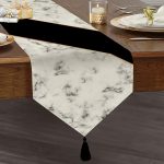 - UcgenRunner-8902-Gorsel1 - Realhomes Realhomes Renkli Geometrik Desenli Mermer Motifli Dijital Baskılı Özel Tasarım Püsküllü Şönil Üçgen Runner Realhomes