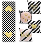 Onedraw Özel Tasarım Saklı Tasarımlı 4 Kırlent Kılıfı ve Runner Seti Realhomes