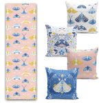 Kış Temalı Bağ Evi Konseptli Özel Tasarım 4 Kırlent 1 Runner Seti Realhomes