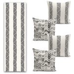 Bohem Özel Tasarım Dijital Baskılı 4 Kırlent 1 Runner Seti Realhomes