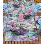 4+1 Gül Motifli Dijital Baskılı Amerikan Servis & Runner Seti Realhomes