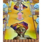 4+1 Afrika Kadınlar Figürlü Modern Amerikan Servis & Runner Seti Realhomes