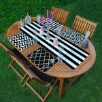 4+1 Siyah Beyaz Geometrik Çizimli Amerikan Servis & Runner Seti Realhomes