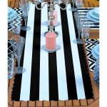 4+1 Siyah Beyaz Geometrik Çizimli Amerikan Servis & Runner Seti Realhomes