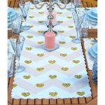 4+1 Pembe Çizgili Altın Varaklı Amerikan Servis & Runner Seti Realhomes