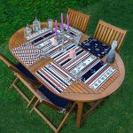 4+1 Mavi & Bordo Renkli Denizci Tasarımlı Amerikan Servis & Runner Seti Realhomes