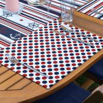 4+1 Mavi & Bordo Renkli Denizci Tasarımlı Amerikan Servis & Runner Seti Realhomes