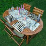 4+1 Siyah Beyaz Çizgili Altın Varaklı Yaprak Tasarımlı Amerikan Servis & Runner Seti Realhomes