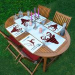 - ServisRunner-Set12-Gorsel1 - Realhomes  4+1 Kırmızı Ekose Motifli Geyik Tasarımlı Amerikan Servis & Runner Seti Realhomes