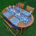 4+1 Beyaz Zeminli Renkli Geometrik Desenli Modern Amerikan Servis & Runner Seti Realhomes