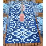 4+1 Beyaz Zeminli Renkli Geometrik Desenli Modern Amerikan Servis & Runner Seti Realhomes