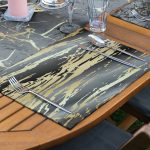 4+1 Siyah & Gold Mermer Tasarımlı Amerikan Servis & Runner Seti Realhomes