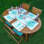 - ServisRunner-Set126-Gorsel1 - Realhomes  4+1 Beyaz Zemin Üzerinde Renkli Deniz Kabuğu Desenli Amerikan Servis & Runner Seti Realhomes