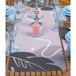 4+1 Renkli Zemin Üzerinde Onedraw Çizimli Modern Amerikan Servis & Runner Seti Realhomes