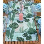 - ServisRunner-Set133-Gorsel2 - Realhomes 4+1 Yeşil Yaprak Motifli Amerikan Servis & Runner Seti Realhomes