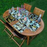 4+1 Siyah Zeminli Renkli & Altın Varaklı Yaprak Motifli Amerikan Servis & Runner Seti Realhomes