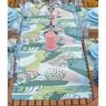 4+1 Soft Renkli Yaprak Motifli Amerikan Servis & Runner Seti Realhomes