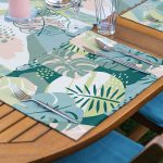 4+1 Soft Renkli Yaprak Motifli Amerikan Servis & Runner Seti Realhomes