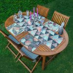 4+1 Geometrik Üçgen & Tropik Yaprak Motifli Amerikan Servis & Runner Seti Realhomes