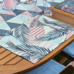 4+1 Geometrik Üçgen & Tropik Yaprak Motifli Amerikan Servis & Runner Seti Realhomes