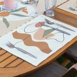 4+1 Soyut Renkli Onedraw Çizimli  Amerikan Servis & Runner Seti Realhomes