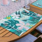 4+1 Mavi & Pembe Renkli Amerikan Servis & Runner Seti Realhomes