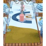 4+1 Onedraw Çizimli Dijital Baskılı Amerikan Servis & Runner Seti Realhomes