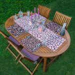 4+1 Pembe & Siyah Zebra Desen Motifli Amerikan Servis & Runner Seti Realhomes