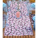 4+1 Pembe & Siyah Zebra Desen Motifli Amerikan Servis & Runner Seti Realhomes