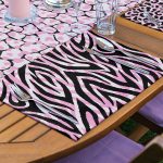 4+1 Pembe & Siyah Zebra Desen Motifli Amerikan Servis & Runner Seti Realhomes