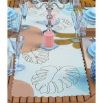 - ServisRunner-Set167-Gorsel2 - Realhomes 4+1 Bohem Çizimli Bayan Figür & Yaprak Tasarımlı Amerikan Servis & Runner Seti Realhomes