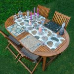 4+1 Renkli Zemin Yaprak Tasarımlı Amerikan Servis & Runner Seti Realhomes