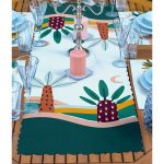 - ServisRunner-Set169-Gorsel2 - Realhomes 4+1 Renkli Zeminli Onedraw Çizimli Ağaç Desenli Amerikan Servis & Runner Seti Realhomes